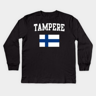Tampere Finland Flag Kids Long Sleeve T-Shirt
